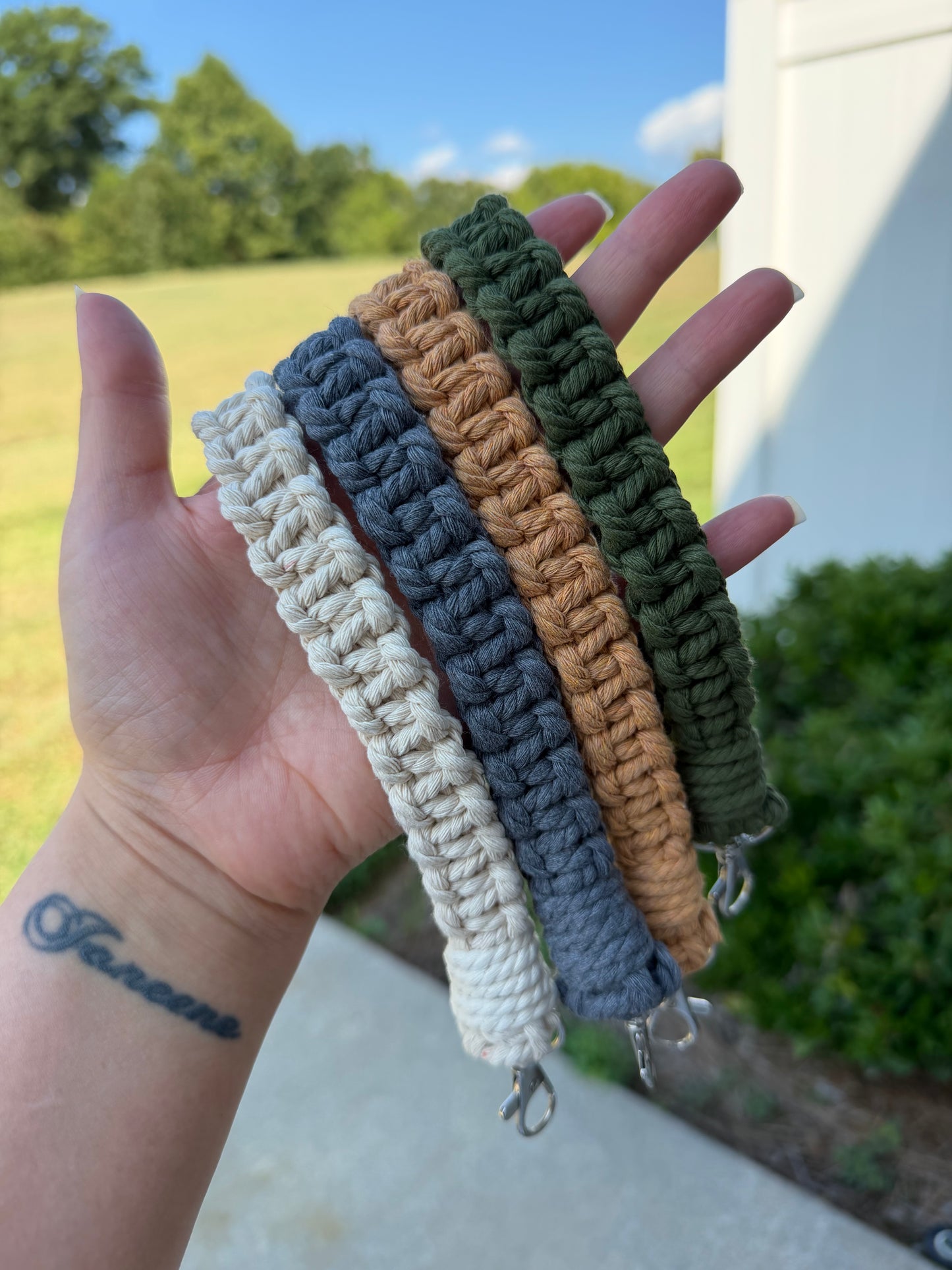 Macramé Square Knot Wristlet Keychain