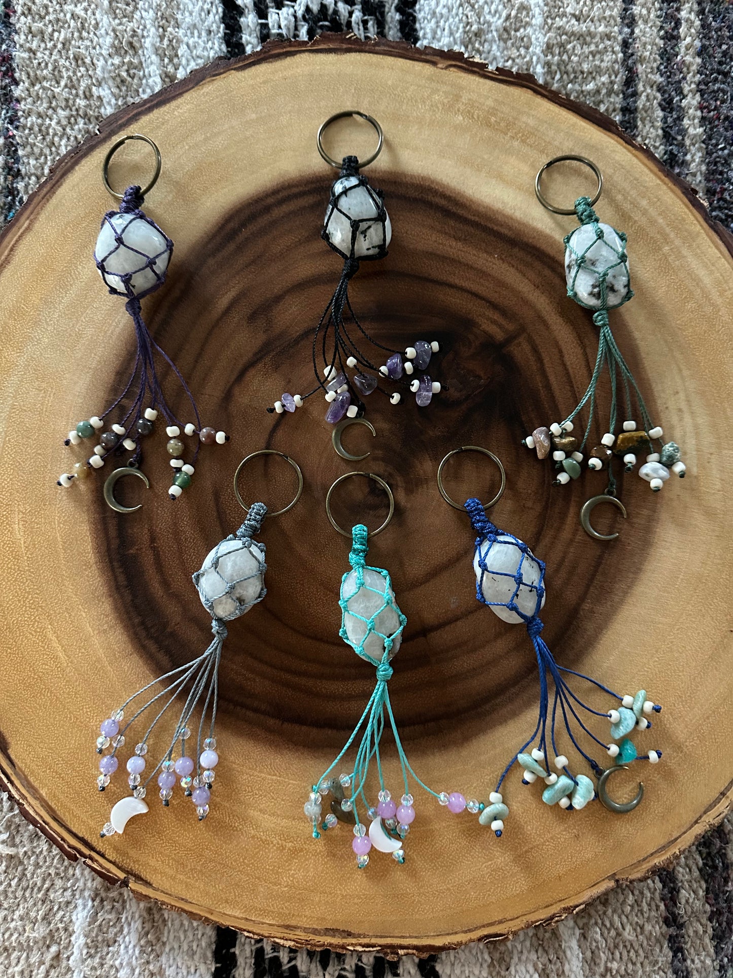 Hand-Knotted Moonstone Crystal Keychain (6 Options)