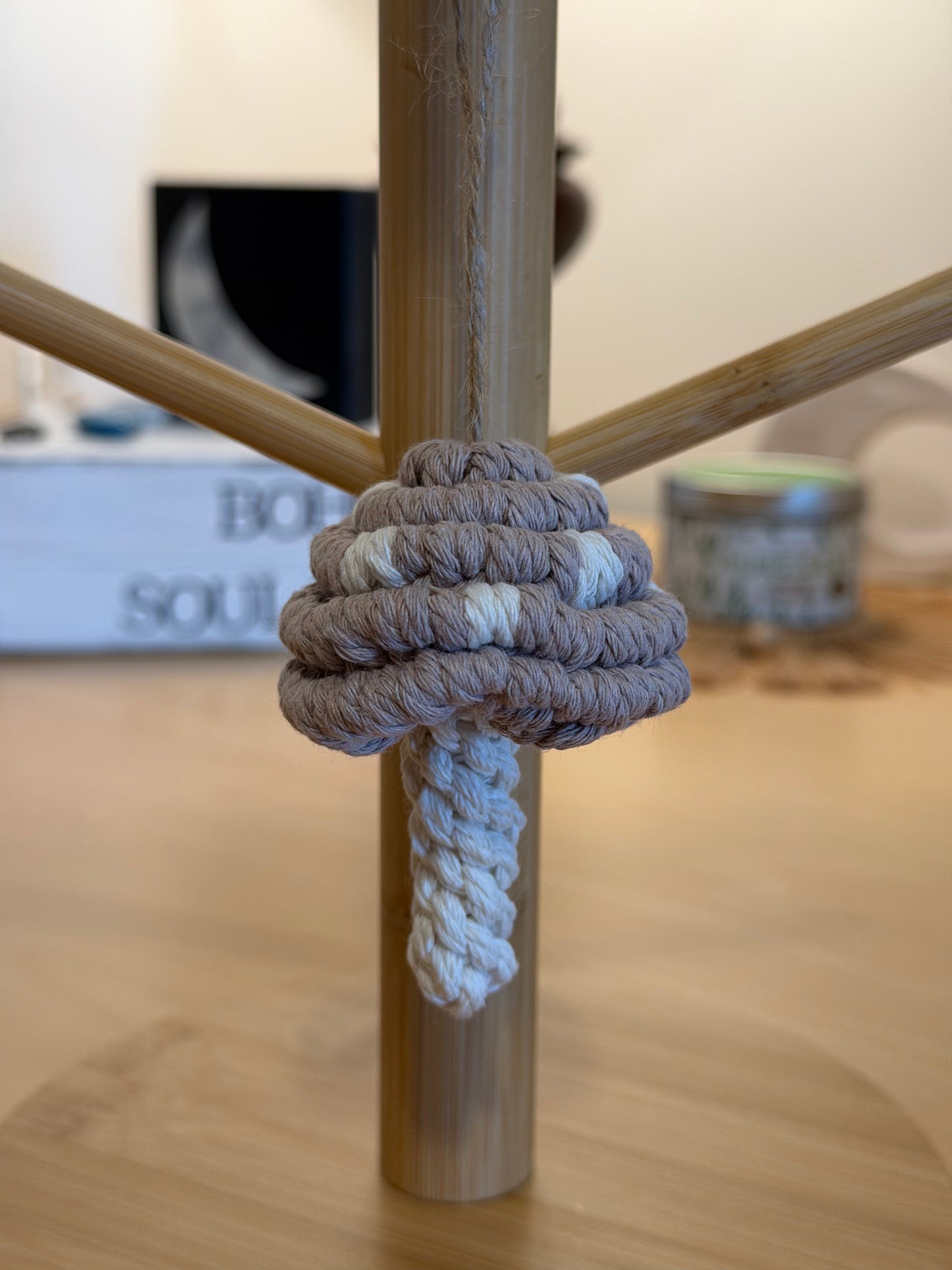 Mini Macramé Mushie Hanging/Ornament - Boho Mushroom Decor (9 Options)