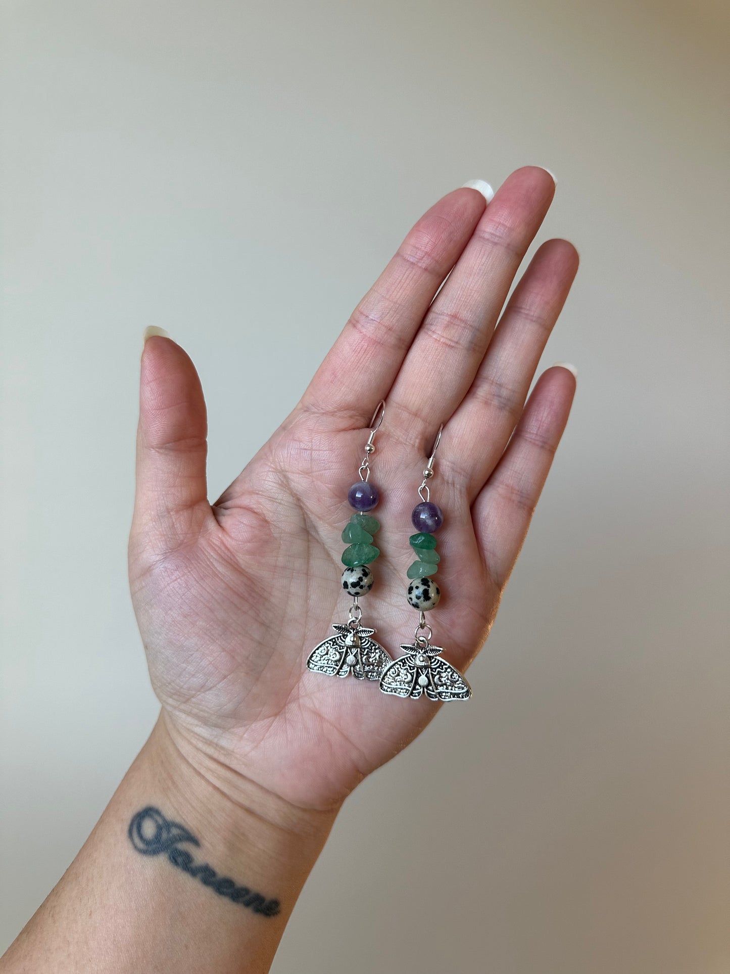 Luna Moth Crystal Dangle Earrings