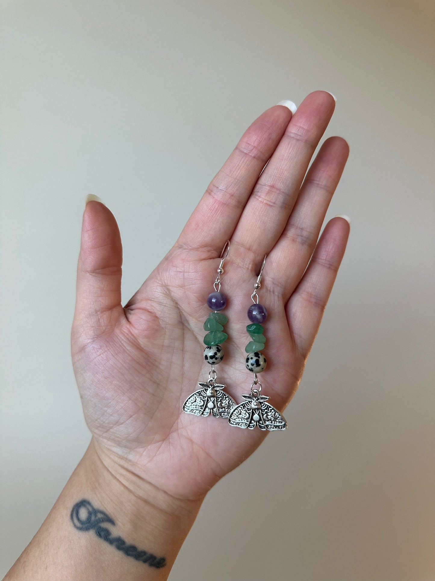 Luna Moth Crystal Dangle Earrings