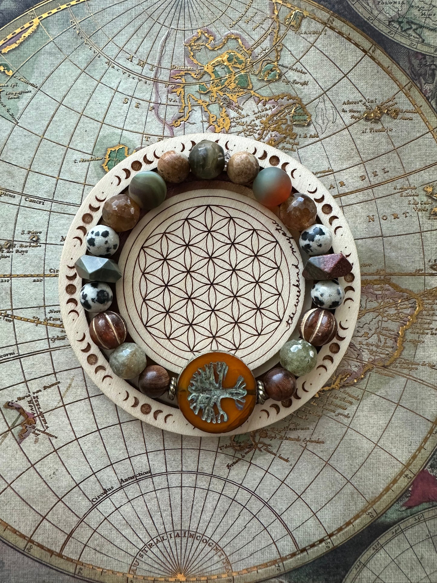 Earthy Autumn Tree of Life Stretch Bracelet