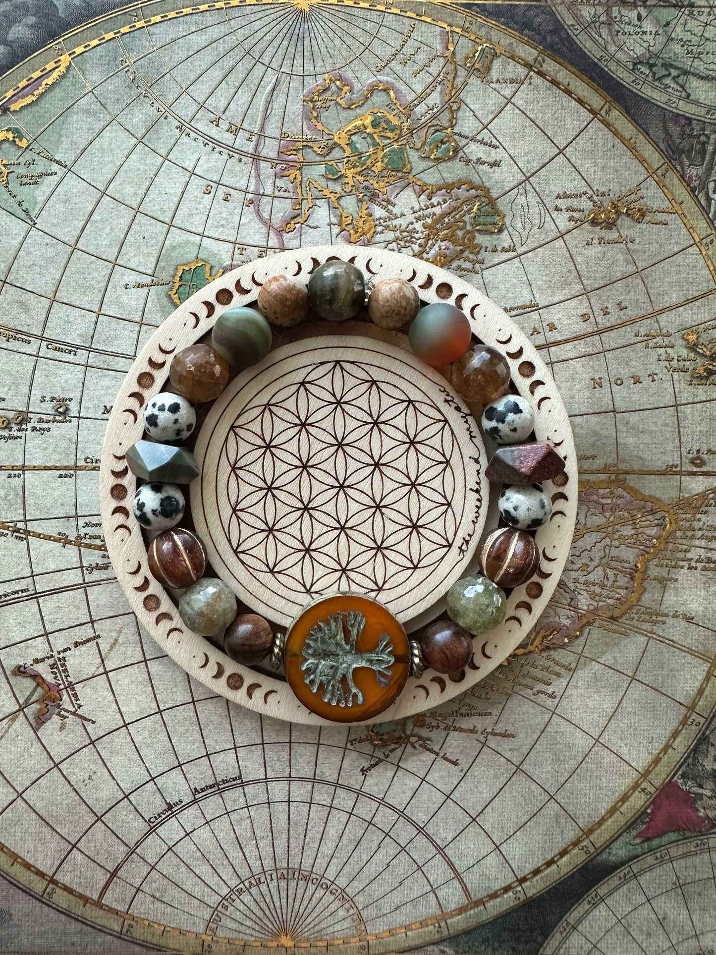 Earthy Autumn Tree of Life Stretch Bracelet