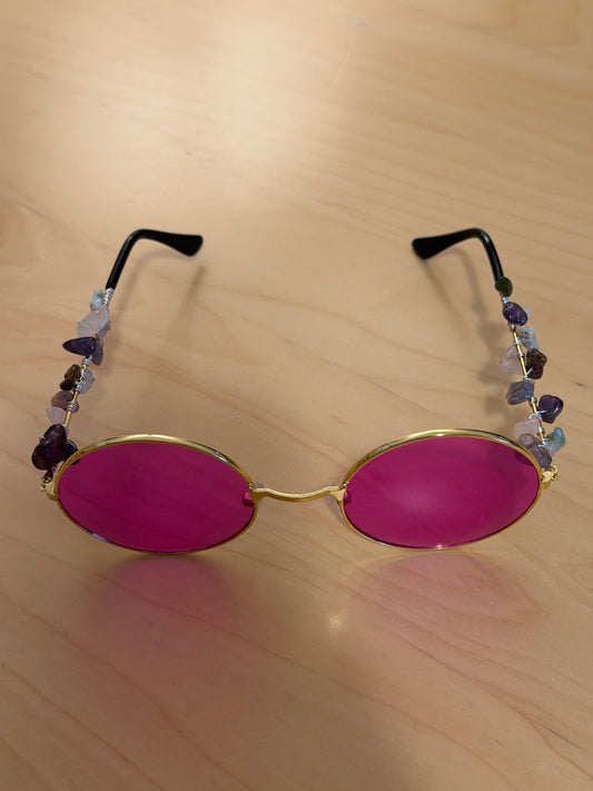 Purple Lens Crystal Hippie Glasses