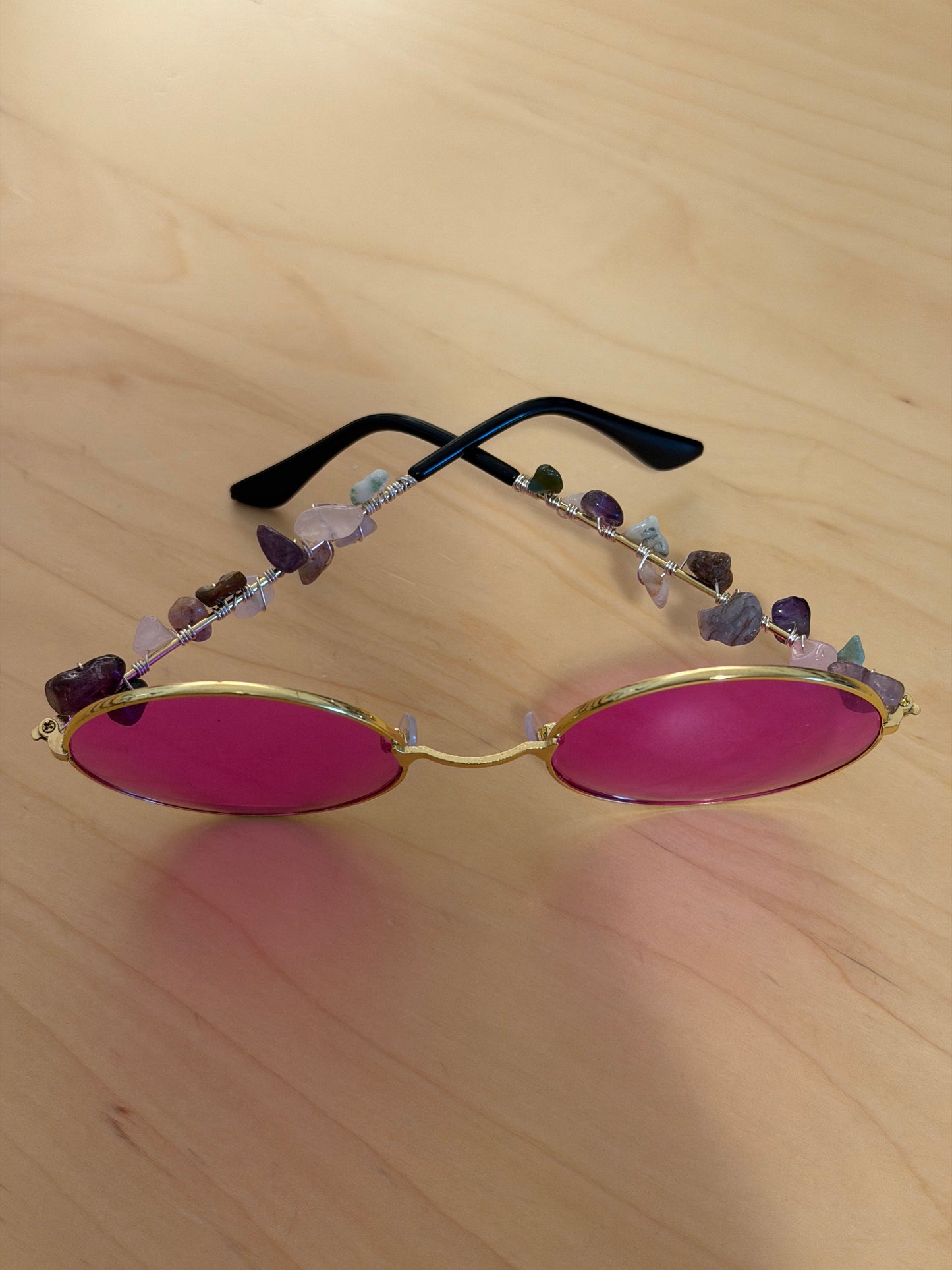 Purple Lens Crystal Hippie Glasses