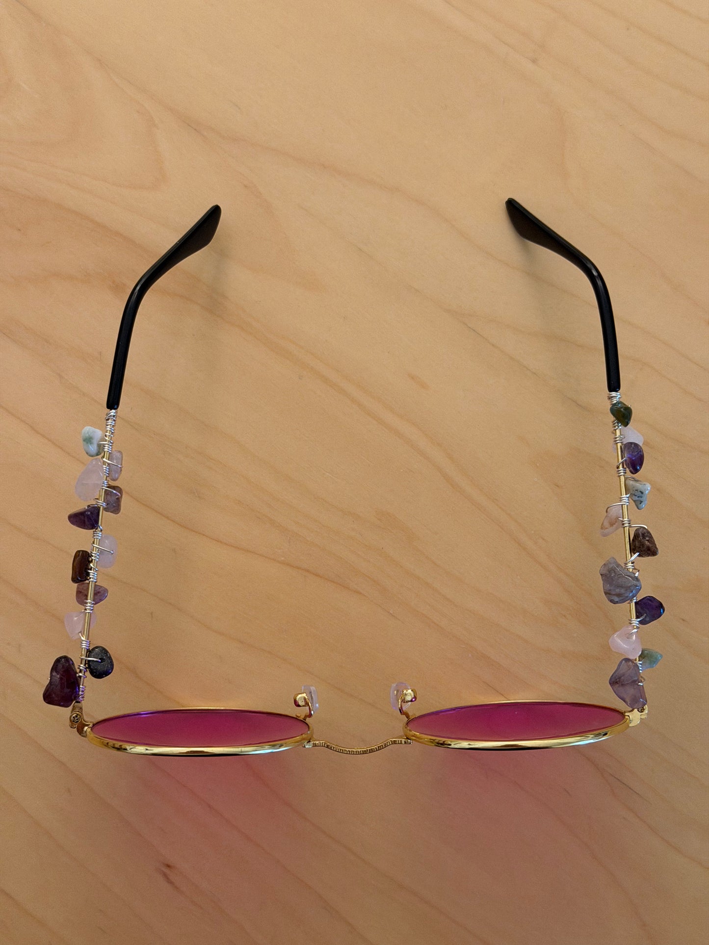 Purple Lens Crystal Hippie Glasses