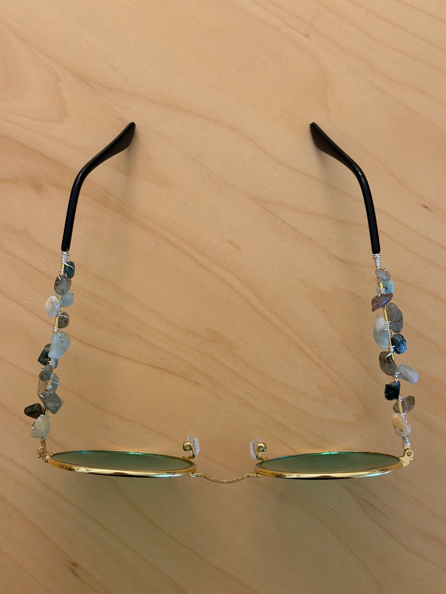 Green Lens Crystal Hippie Glasses
