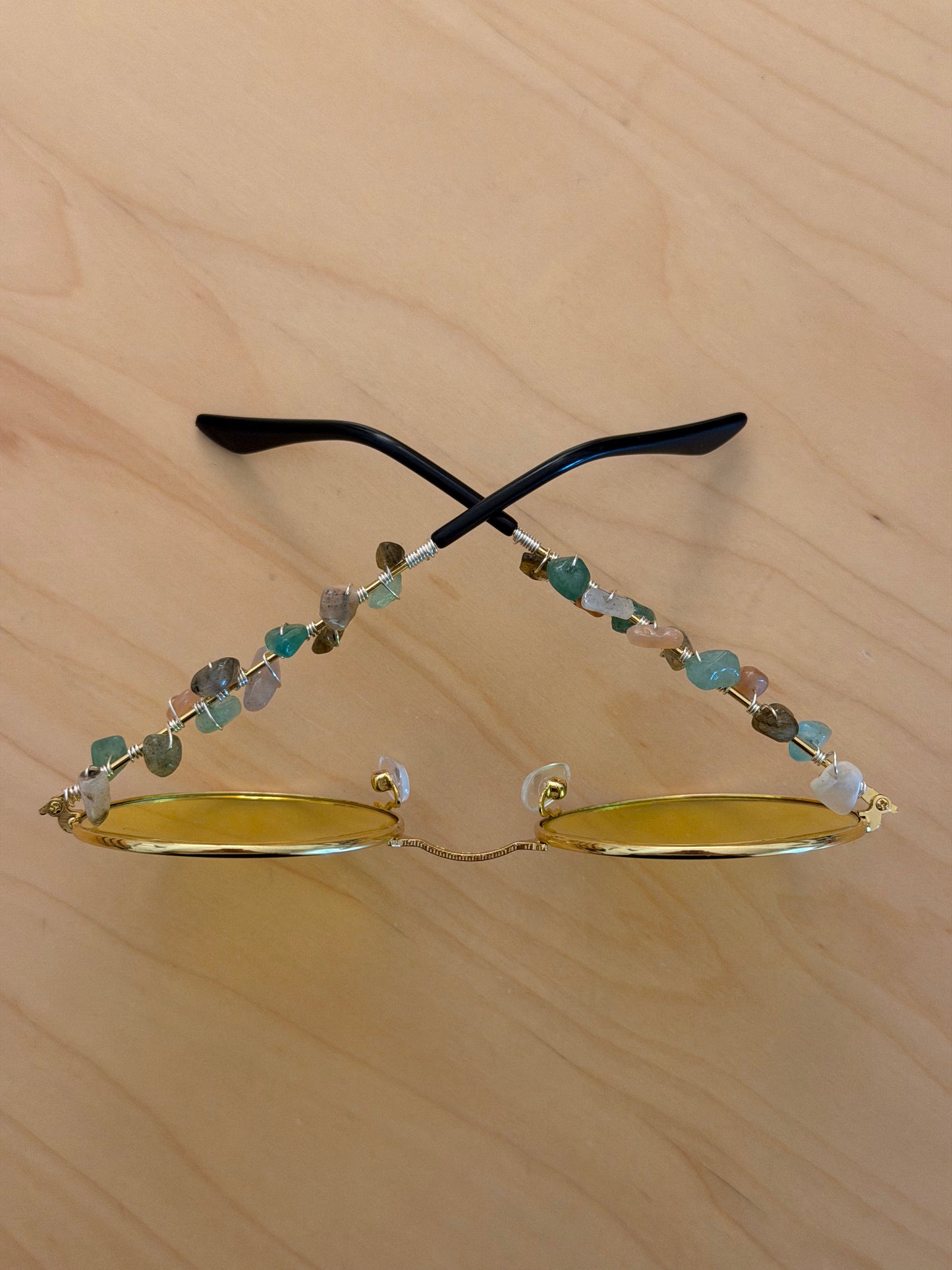 Yellow Lens Crystal Hippie Glasses