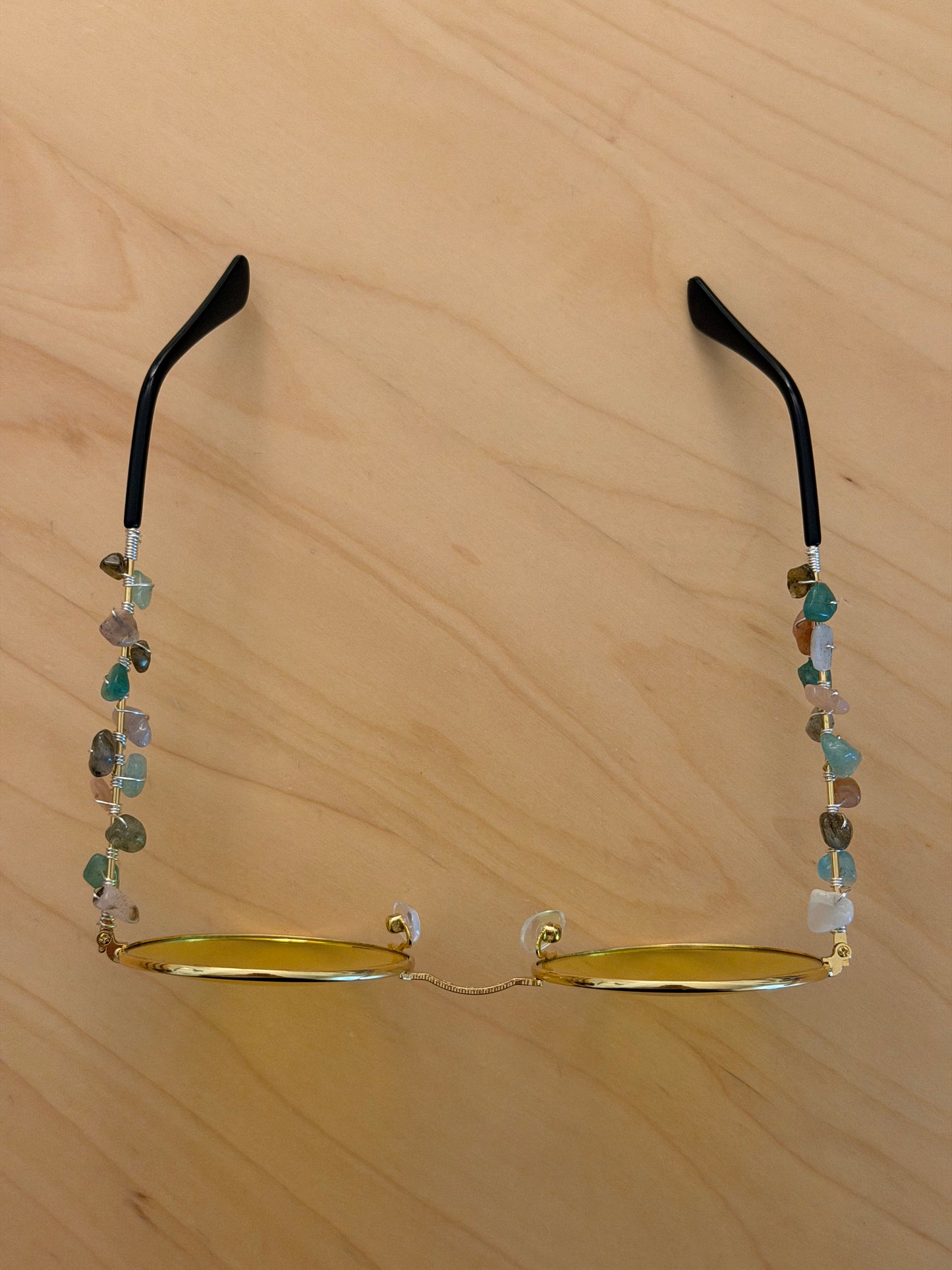 Yellow Lens Crystal Hippie Glasses