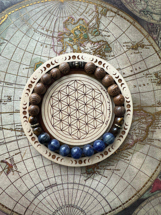 Sodalite & Rose Wood Stretch Bracelet