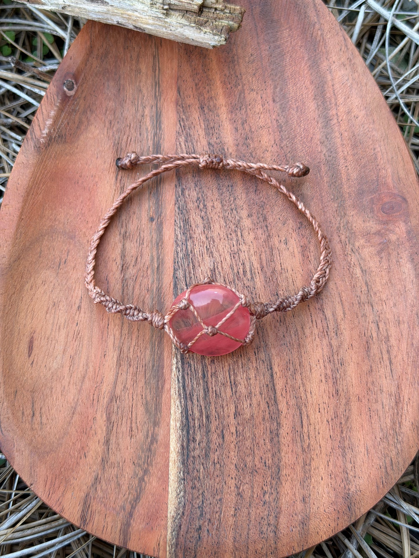 Hand-Knotted Watermelon Quartz Crystal Bracelet