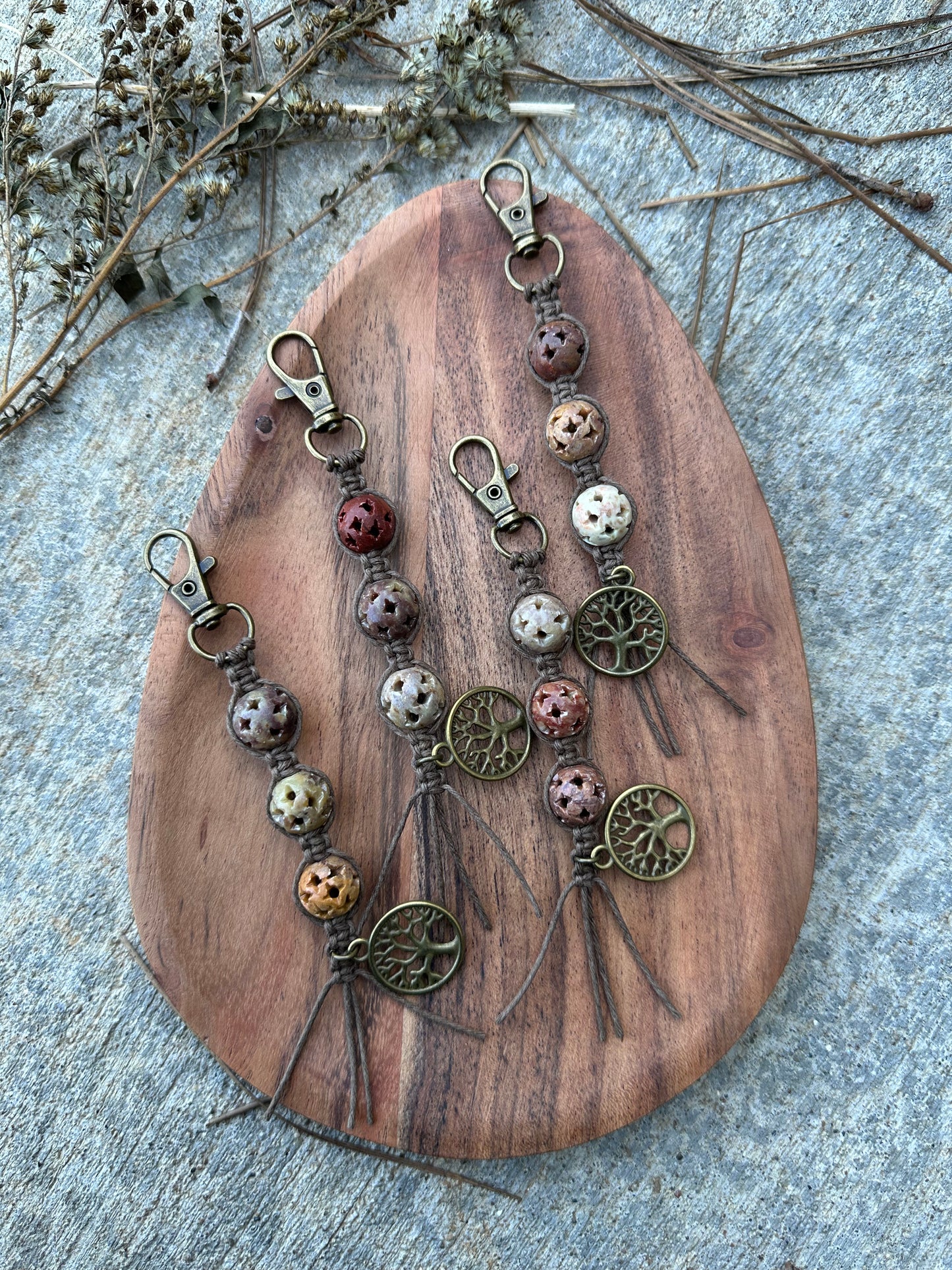 Hemp Tree of Life Charm Keychain