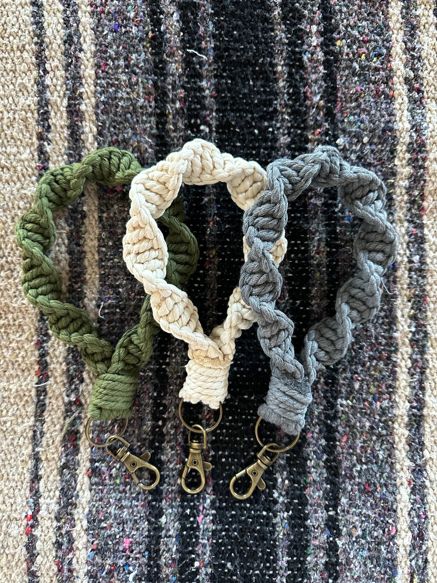 Macramé Spiral Wristlet Keychain