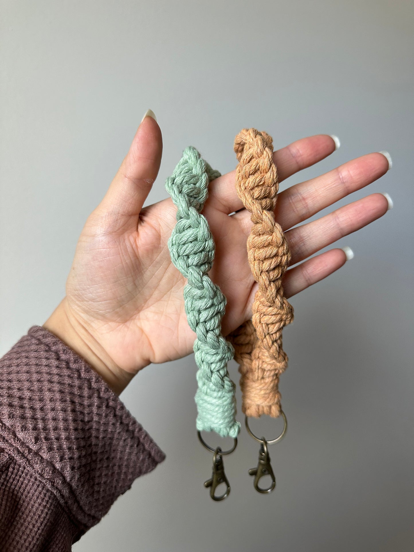 Macramé Spiral Wristlet Keychain