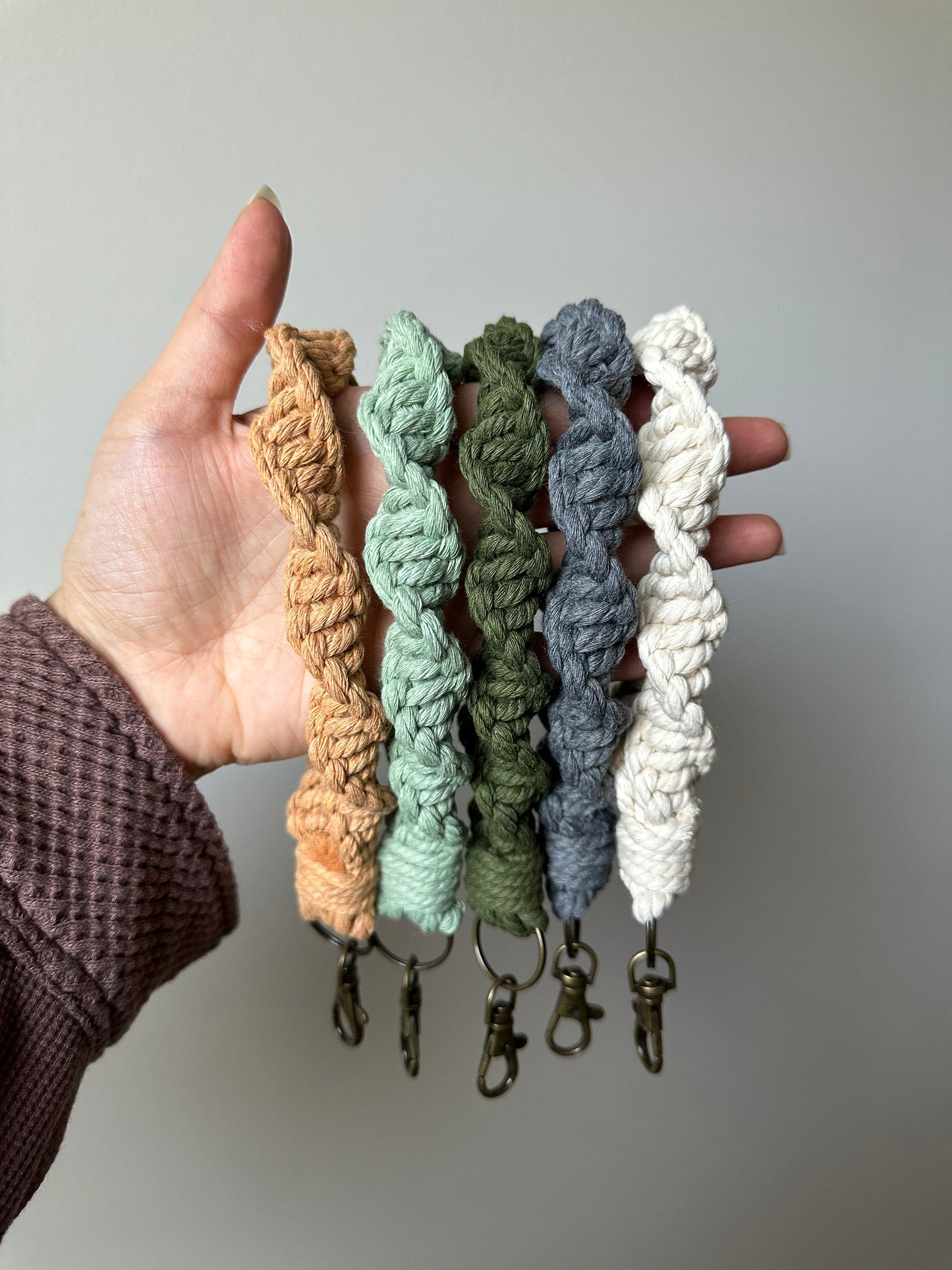 Macramé Spiral Wristlet Keychain