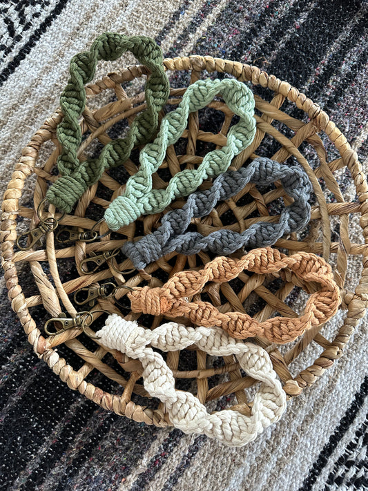 Macramé Spiral Wristlet Keychain