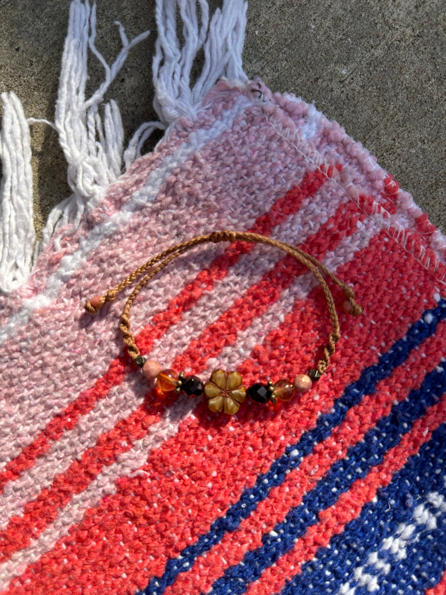 Hand-Knotted Beaded Adjustable Bracelet