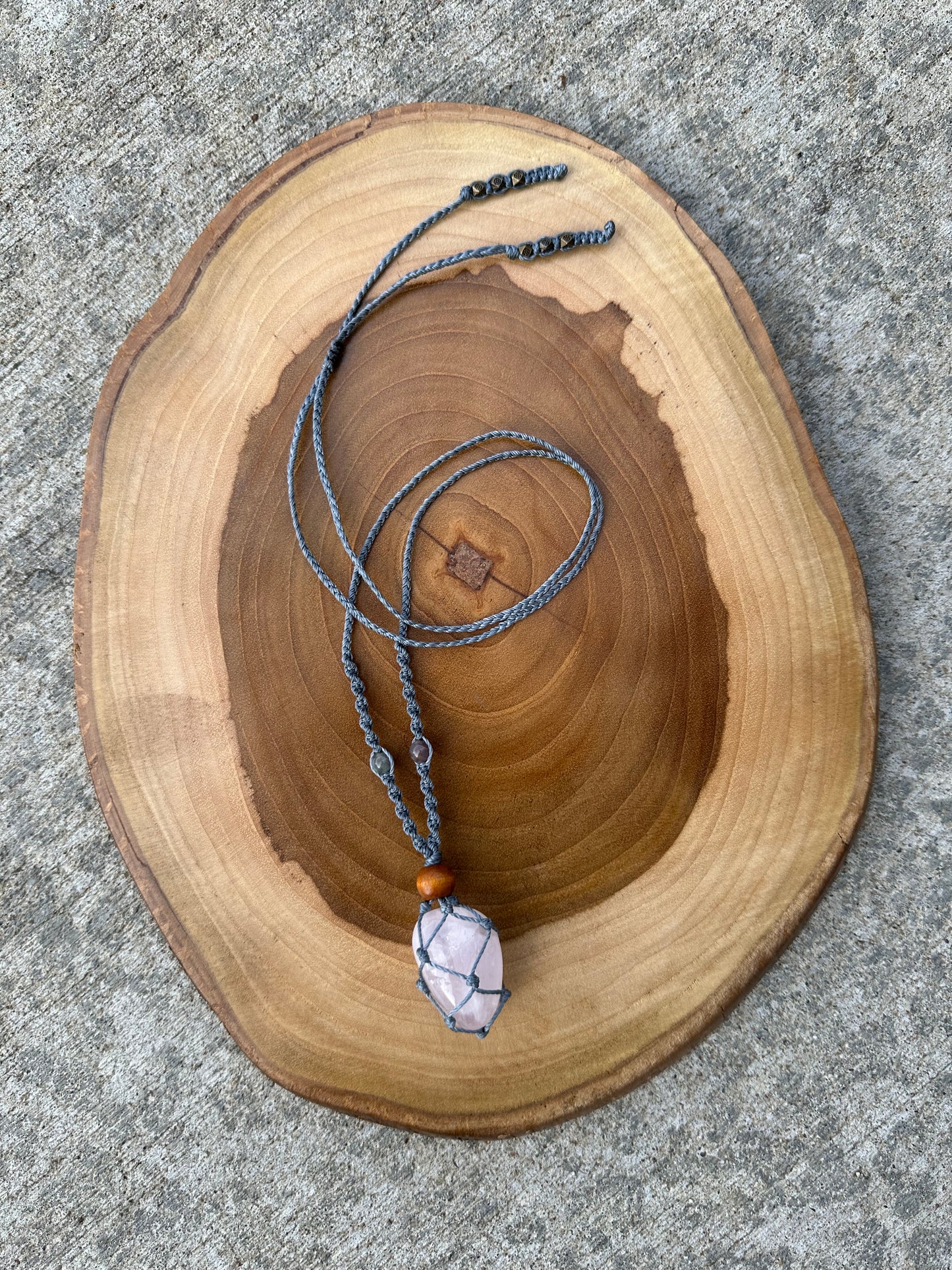 Hand-Knotted Rose Quartz Crystal Necklace