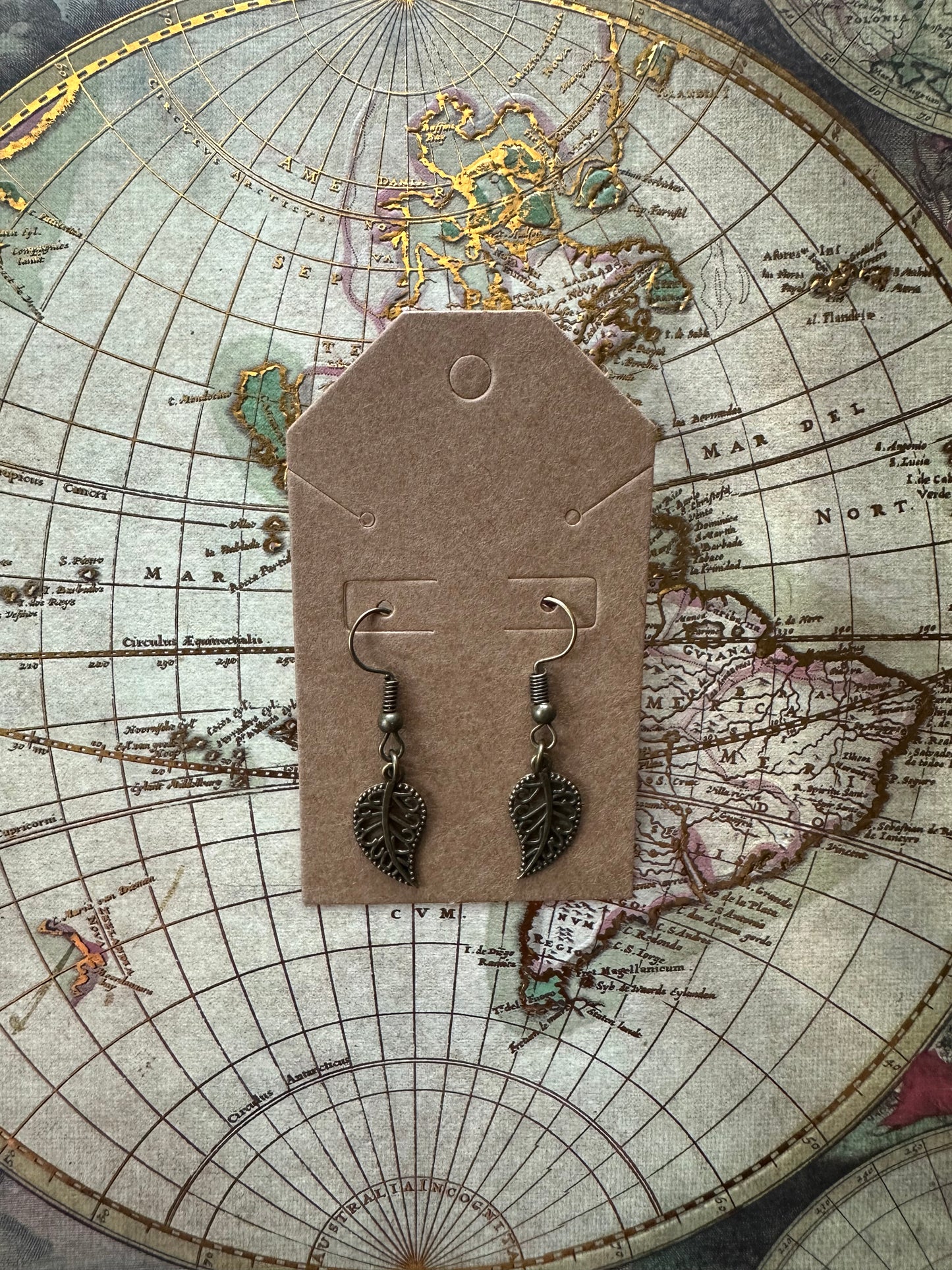 Bronze Leaf Charm Earrings