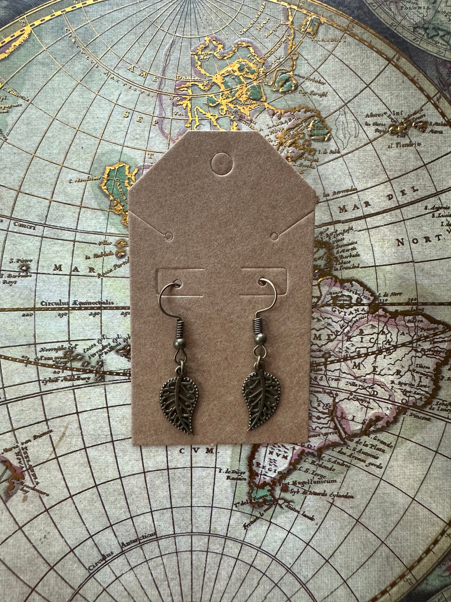 Bronze Leaf Charm Earrings