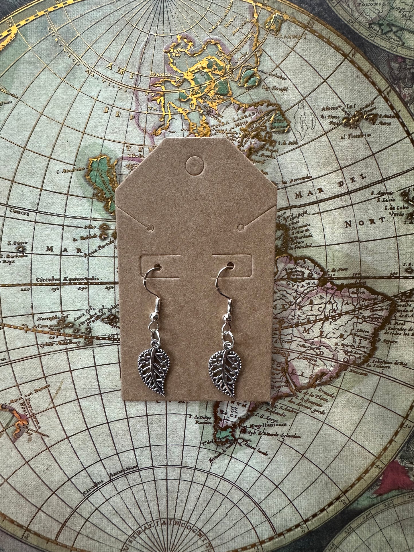 Silver Leaf Charm Earrings