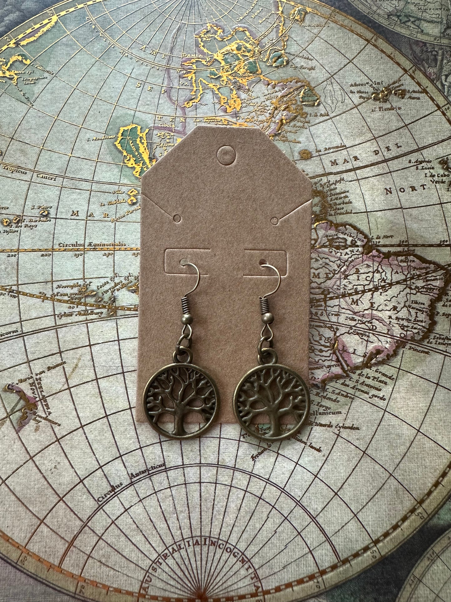 Bronze Tree of Life Charm Earrings