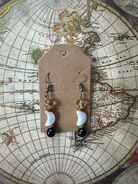 Autumn Shell Moon Dangle Earrings