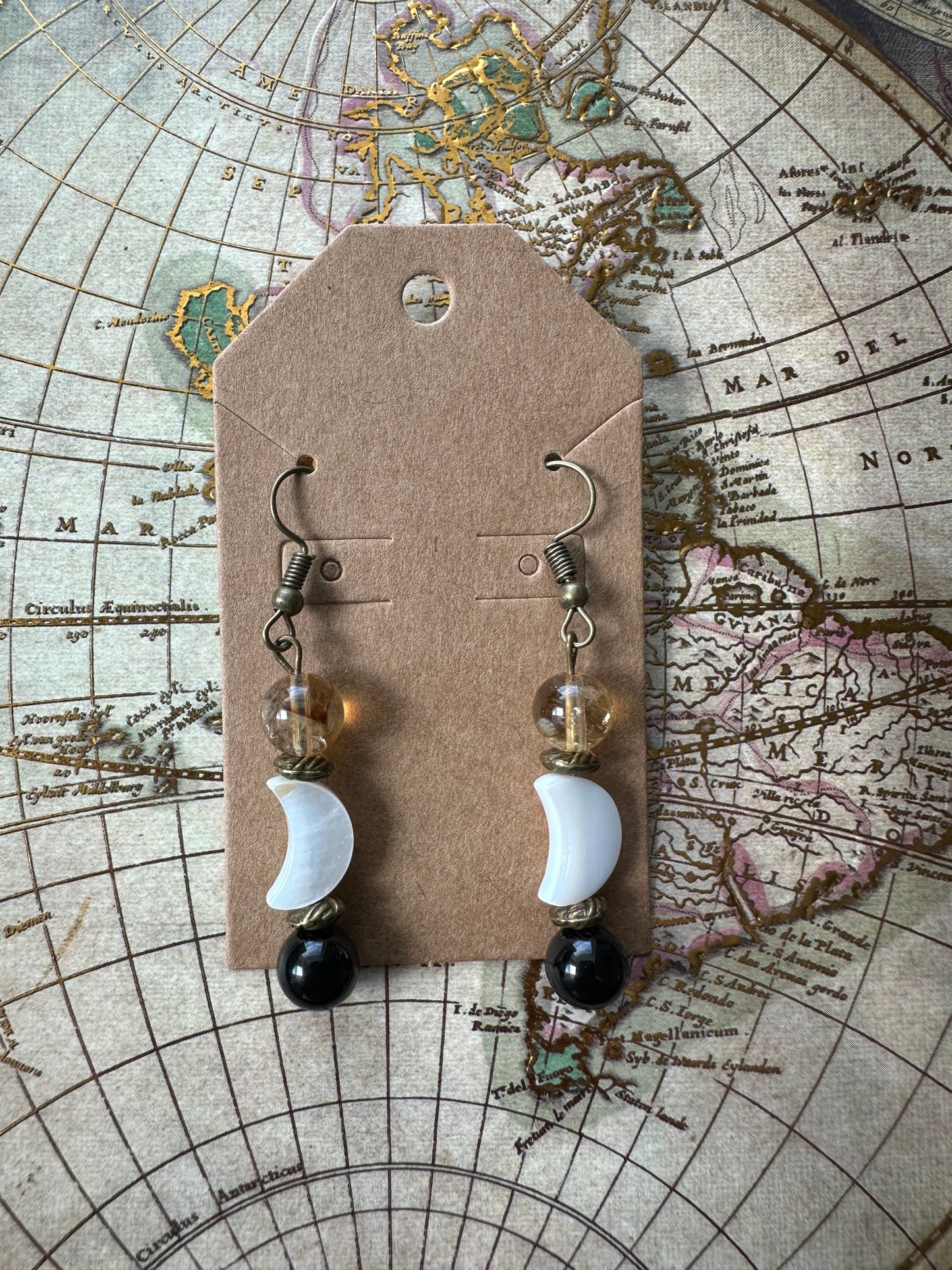 Autumn Shell Moon Dangle Earrings