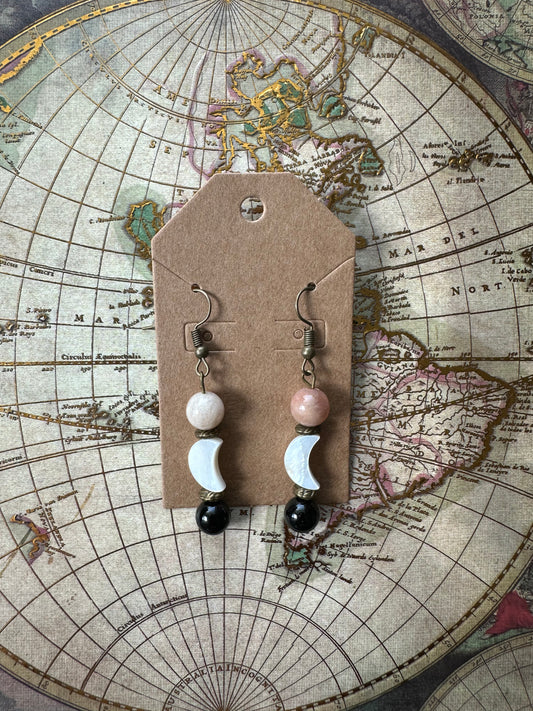 Autumn Shell Moon Dangle Earrings