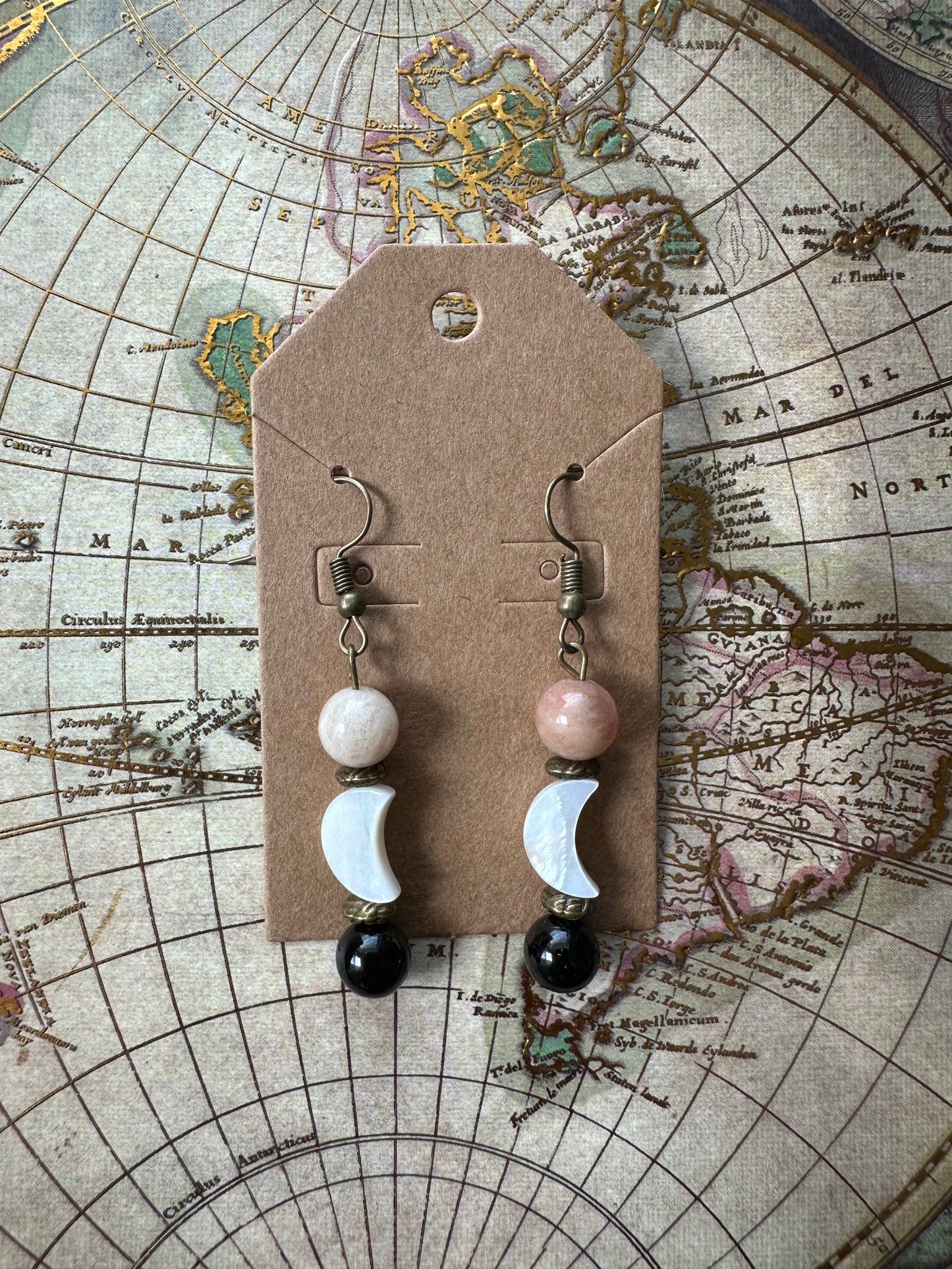 Autumn Shell Moon Dangle Earrings