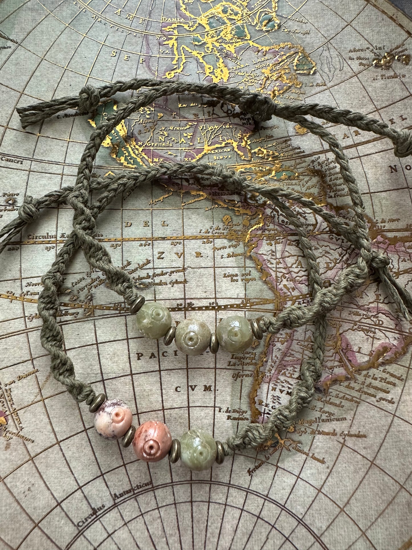 Hand-Knotted Hemp Beaded Bracelet