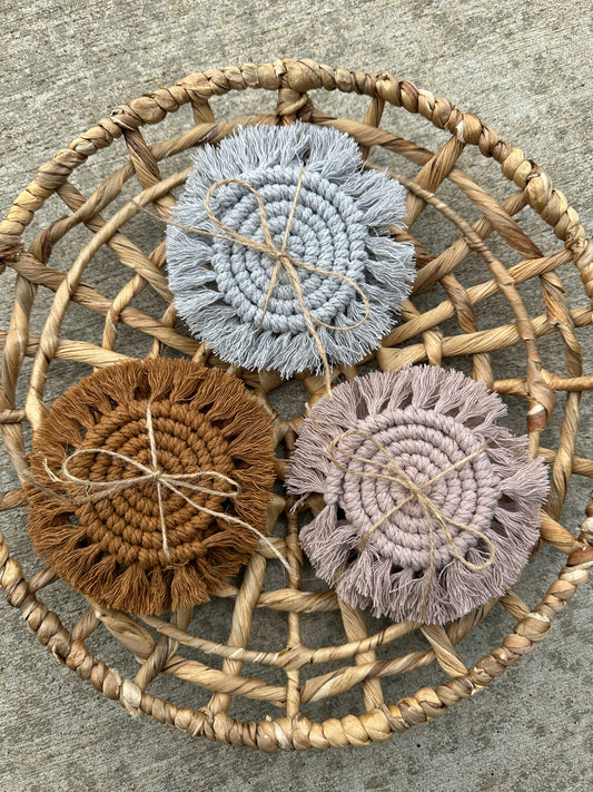 Mini Macramé Car Coasters (Set of 2)