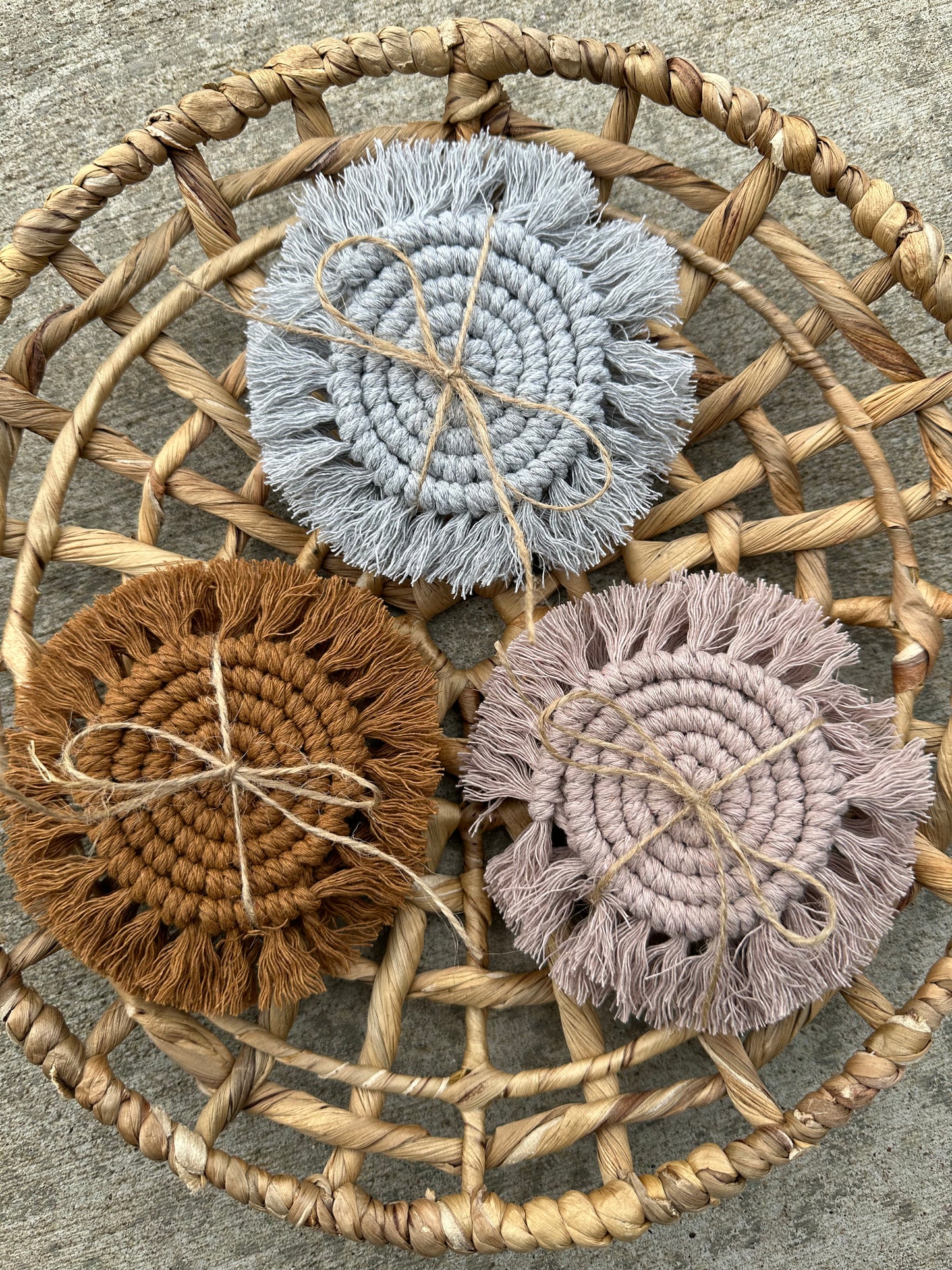 Mini Macramé Car Coasters (Set of 2)